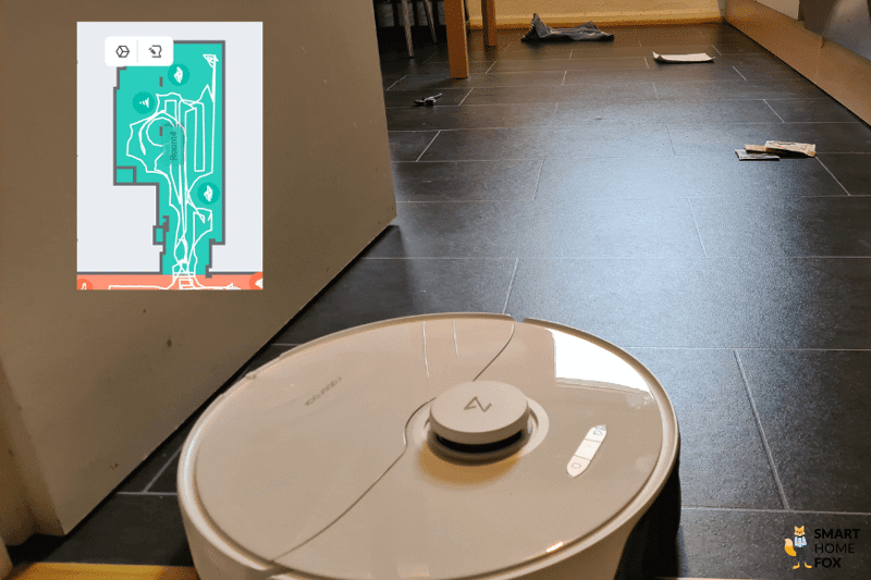 Результат теста на распознавание препятствий с кухонными предметами Roborock S8 Pro Ultra.